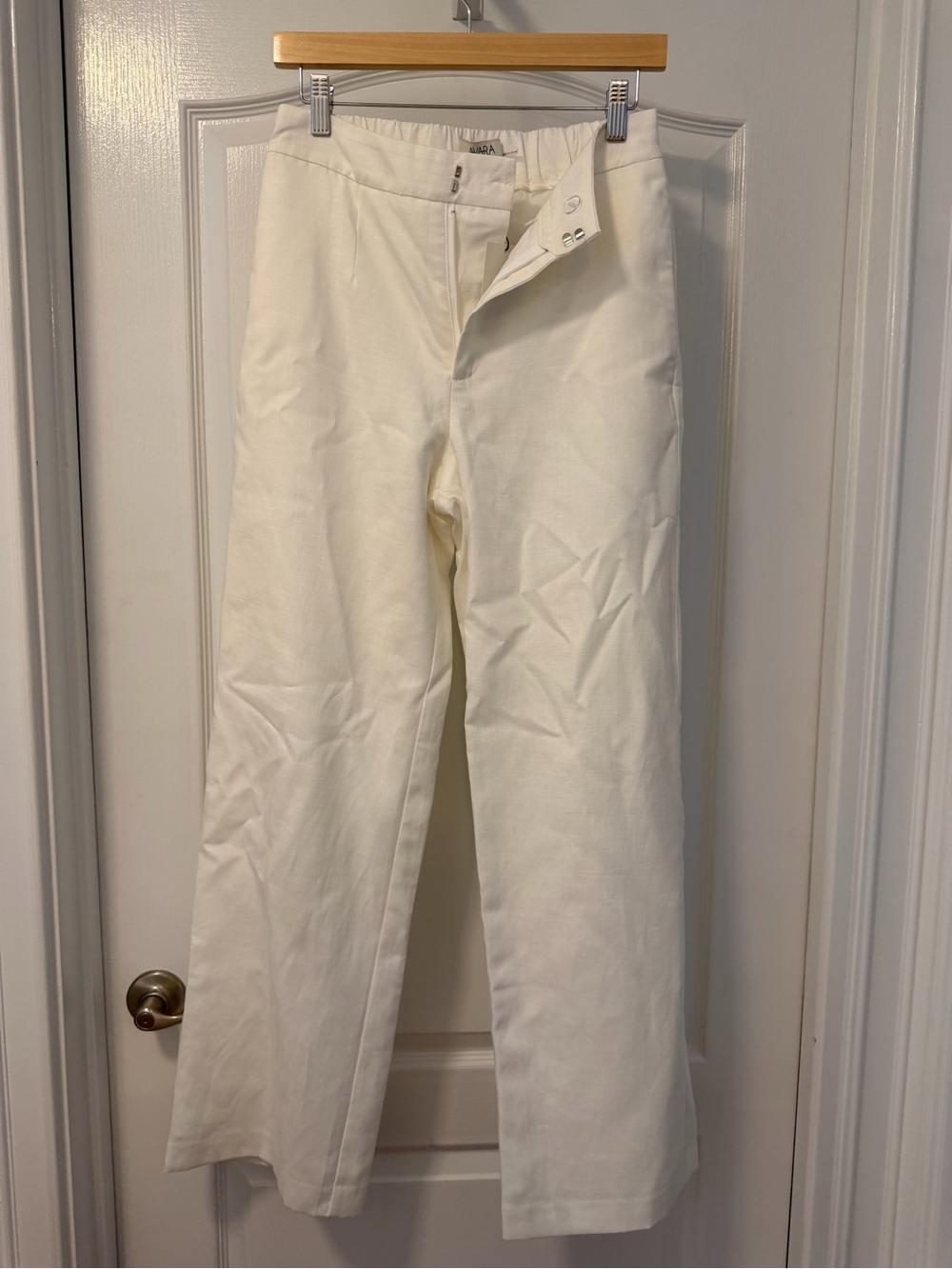White High-Waist Wide Leg Pants, small